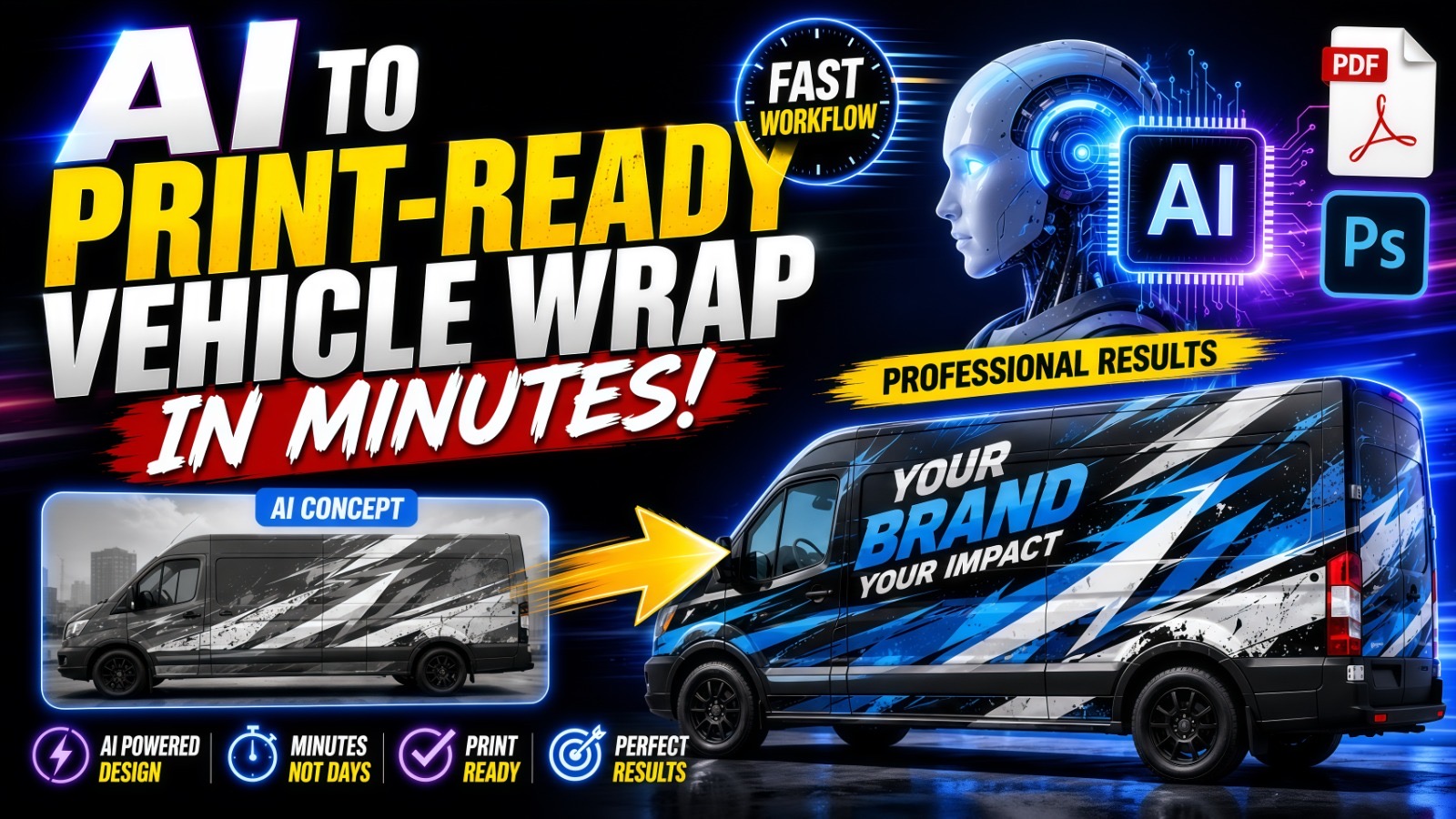 AI to print-ready vehicle wrap course cover